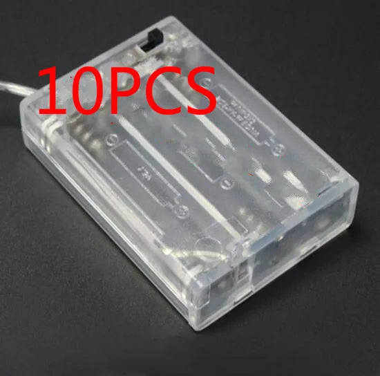10PCS Transparent Battery Box 3xAA 4.5V Battery Holder Box Case With NO/OFF Button Switch &Wire Lead For AA Rechargeable Battery