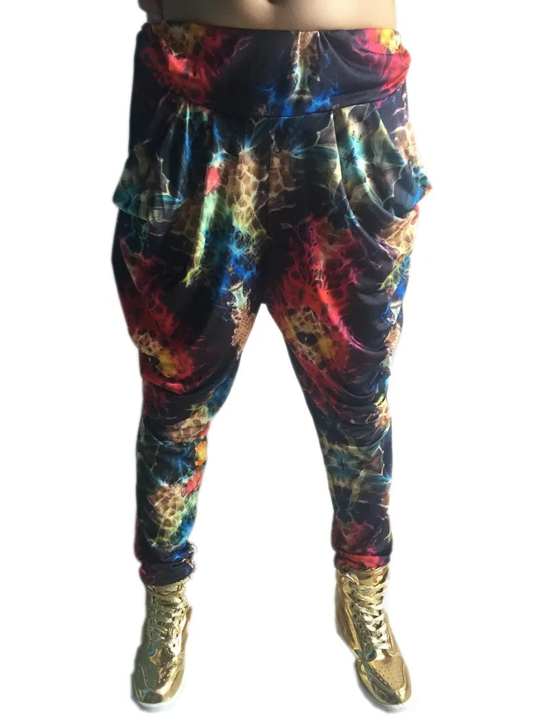 Calças Harem Jazz para Mulheres, Hip Hop, Dance Doodle, Primavera e Verão, Neon Patchwork, Cores Doces, Skinny Sweatpants, Marca