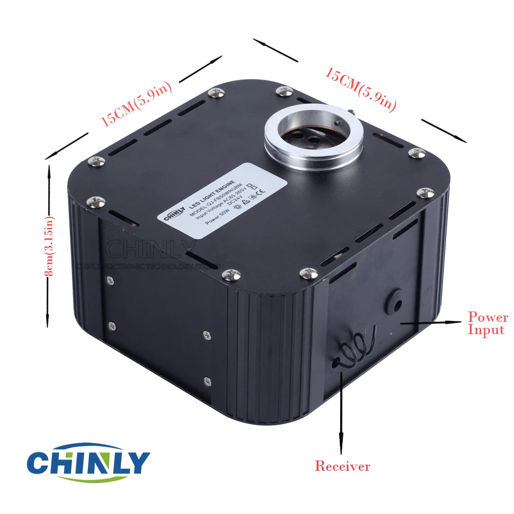 Twinkle Fiber Optic Light Source 50W Supported DMX512 Control Fiber Optic Engine Device with DMX Plug and RF Remote Controller