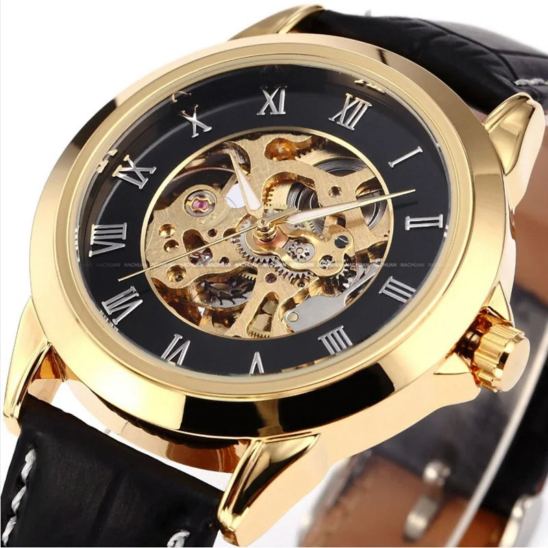 Shenhua Mens Watches Top Brand Luxury Gold Automatic Mechanical Wrist Watches For Men Skeleton relogio masculino reloj hombre