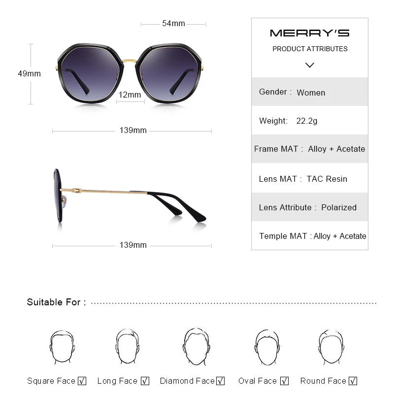 MERRYS DESIGN Women Fashion Polarized Sunglasses Ladies Luxury Brand Trending Gradient Sun glasses UV400 Protection S6136