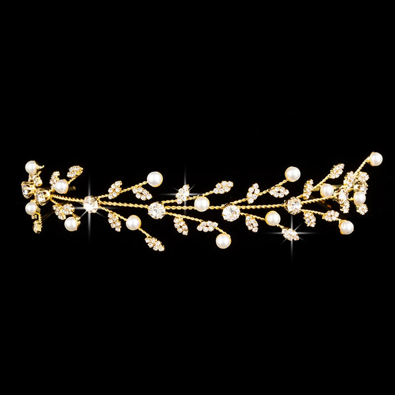 Crown HADIYANA Bridal Wedding Hair Accessories Lovely Pearl Leaves Design Elegant For Women Zircon BC5053 Haar Sieraden Bruiloft