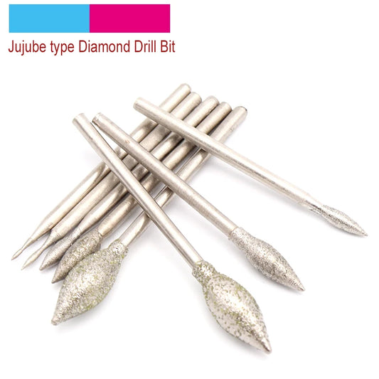 2.35/3mm Shank J Needle Diamond Grinding Head Polishing Needle Bits Burrs Metal Stone Jade Engraving Carving Tools For Dremel
