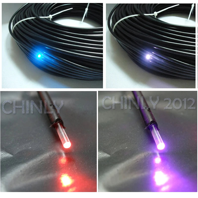 500meter High quality 1.0mm black PMMA Plastic end glow Fiber Optic cbale