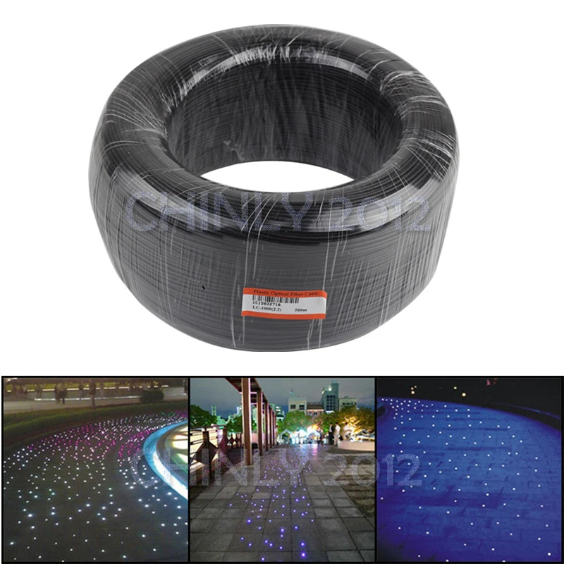 500meter High quality 1.0mm black PMMA Plastic end glow Fiber Optic cbale