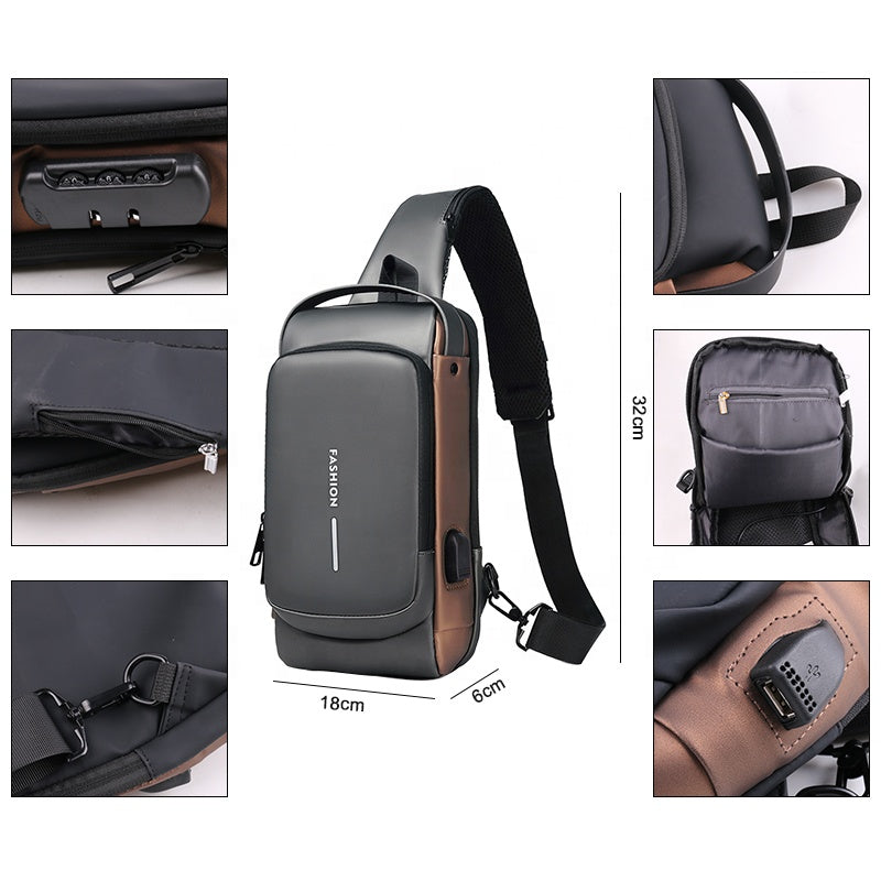 Men's Anti-Theft Chest Bag, Stylish Motorcycle & Casual Crossbody Backpack,