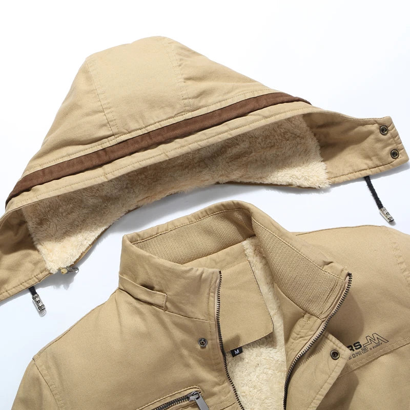 Newest Winter Jacket Coat Men Hooded Thicken Windproof Jacket High quality Cotton Jacket Male Military Jacket Army Green Khaki