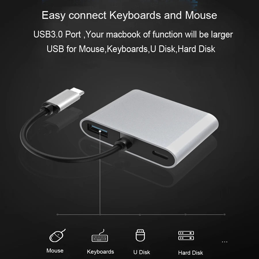 4 in 1 4K Multi USB Type C HUB to USB 3.0 HD VGA PD Charger Docking station Adapter for MacBook Notebook Samsung Galaxy S8 PC