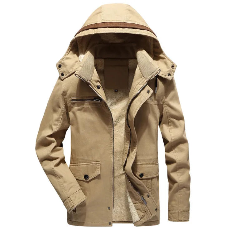 Newest Winter Jacket Coat Men Hooded Thicken Windproof Jacket High quality Cotton Jacket Male Military Jacket Army Green Khaki