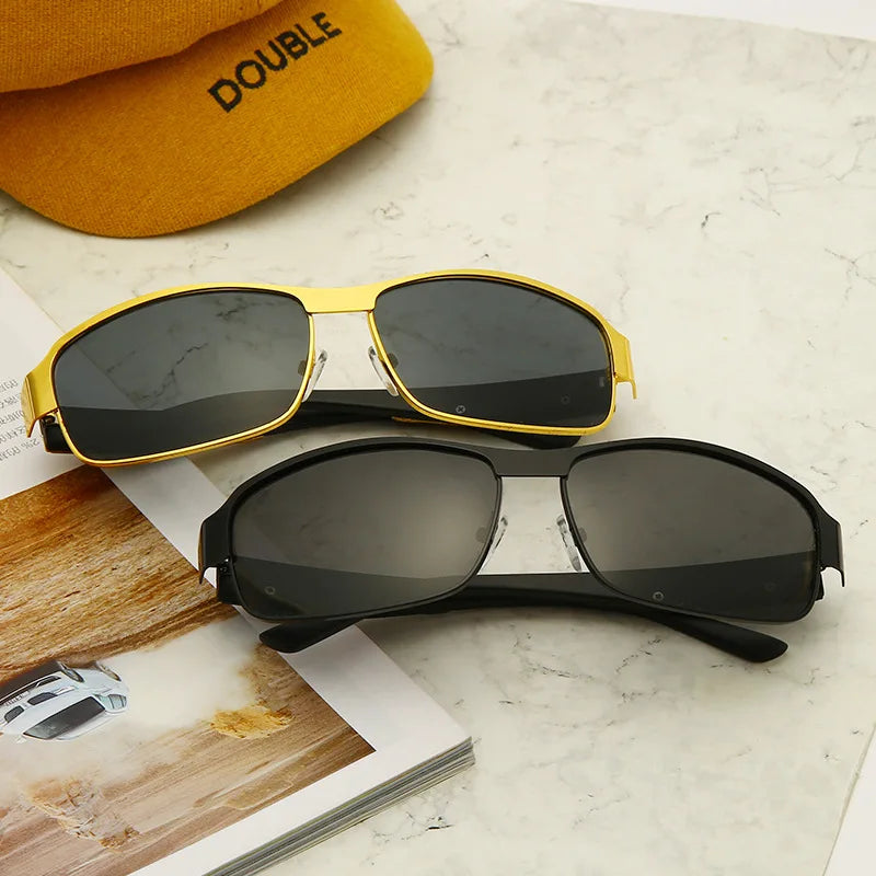Photochromic Polarized rectangle Sunglasses Men Discoloration Eyewear Anti Glare UV400 Glasses Oculos