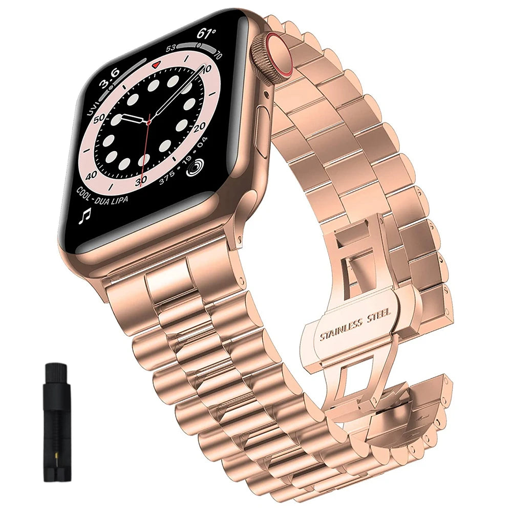 Stainless Steel Strap for Apple Watch 7 Band 41mm 45mm Bracelet Wristband for iwatch 7 6 5 3 40mm 44mm Luxurious Belt Watchbands