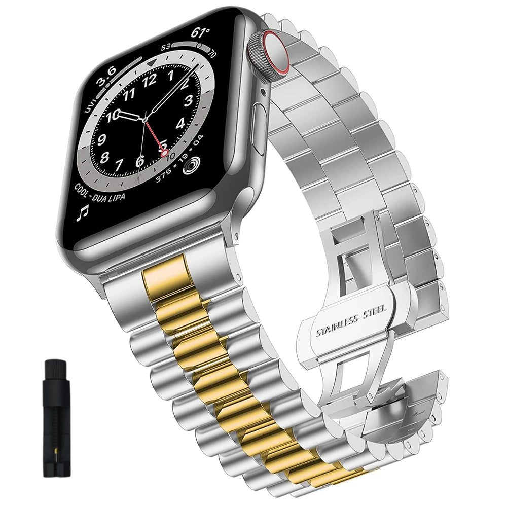 Stainless Steel Strap for Apple Watch 7 Band 41mm 45mm Bracelet Wristband for iwatch 7 6 5 3 40mm 44mm Luxurious Belt Watchbands