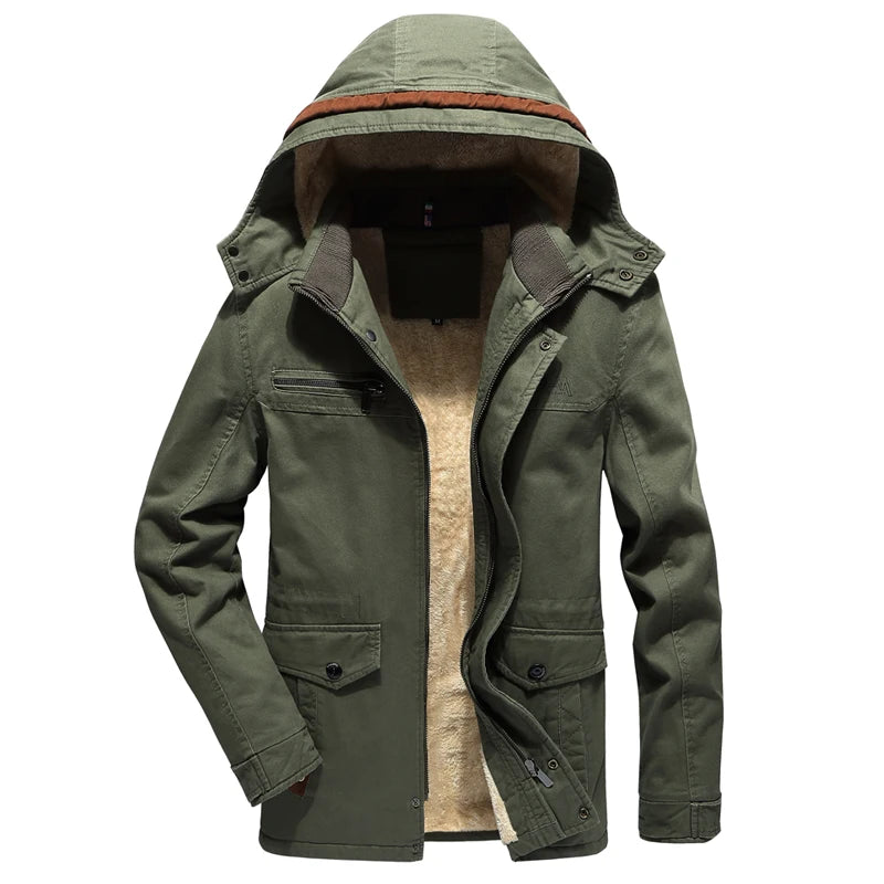 Newest Winter Jacket Coat Men Hooded Thicken Windproof Jacket High quality Cotton Jacket Male Military Jacket Army Green Khaki