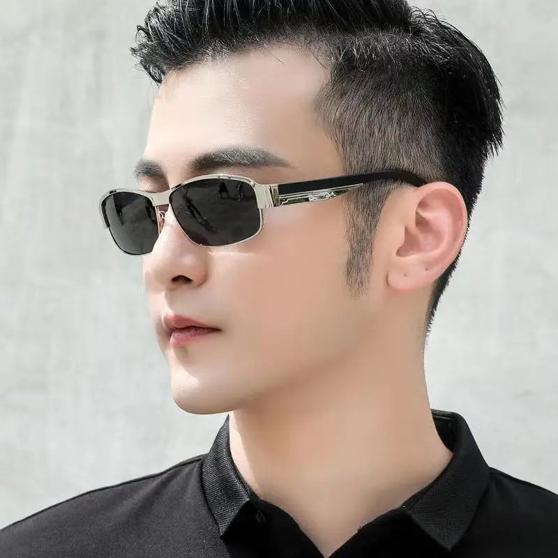 Photochromic Polarized rectangle Sunglasses Men Discoloration Eyewear Anti Glare UV400 Glasses Oculos
