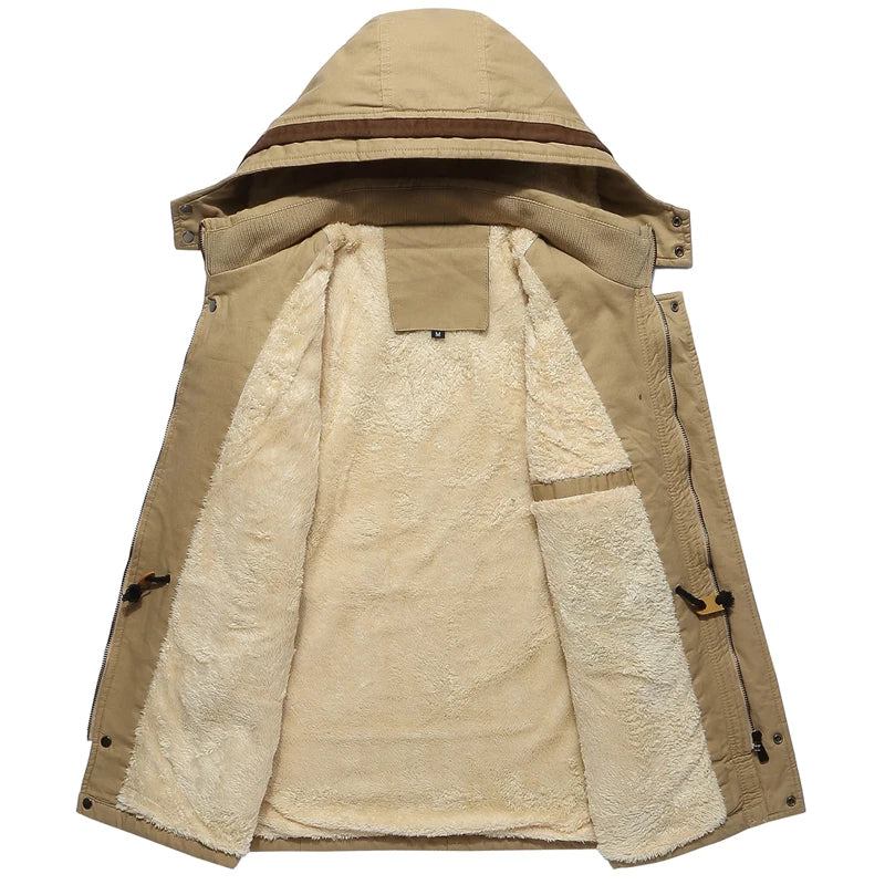 Newest Winter Jacket Coat Men Hooded Thicken Windproof Jacket High quality Cotton Jacket Male Military Jacket Army Green Khaki