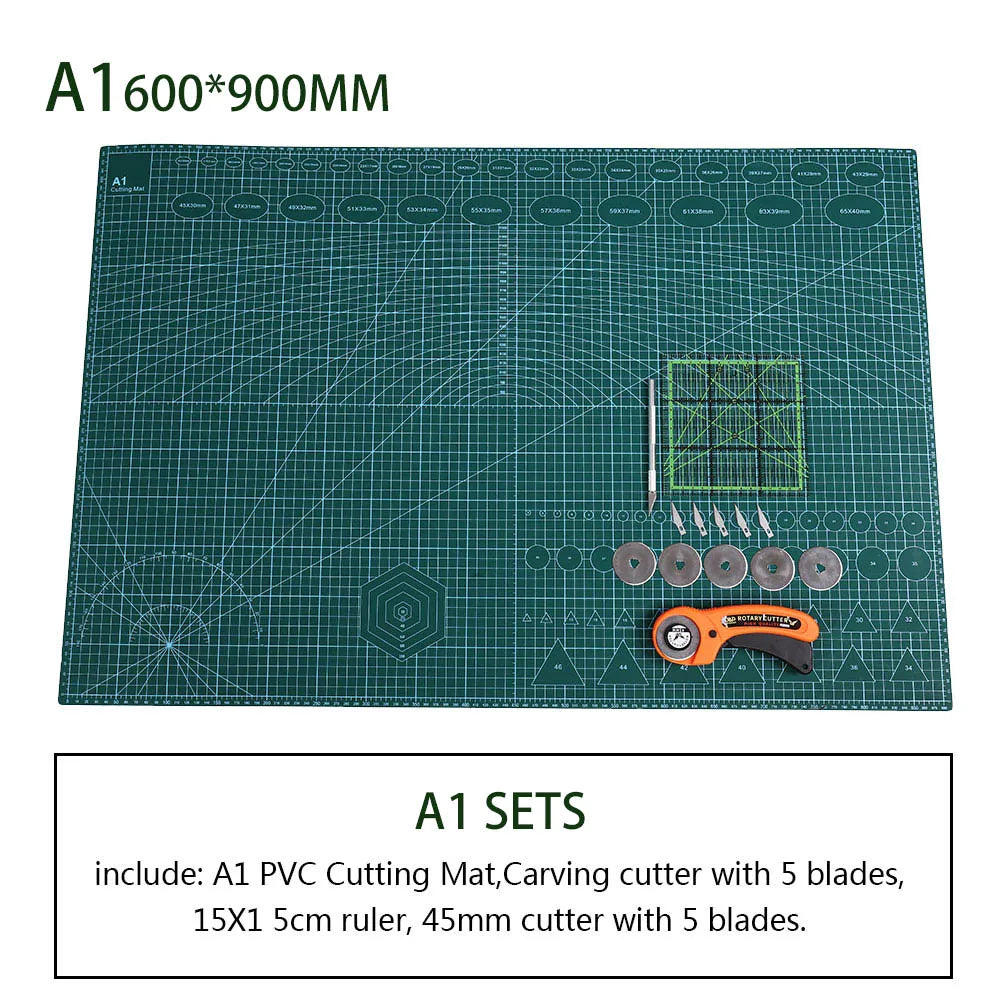 Rotary Cutter 45mm Kit Sewing Accessories Leather Tool Model Carving Knife PVC Cutting Mat A1A2Double Side Multi Size DIY Craft