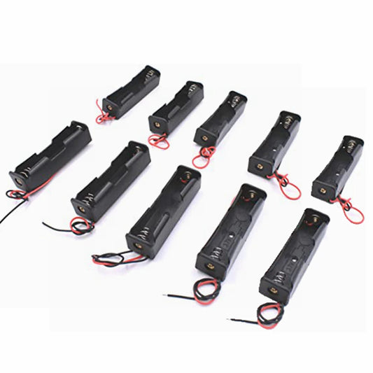 10pcs 18650 Battery Clip 18650 Battery Holder Batteries Case Storage Box Case for 18650 Battery with Connect Lead