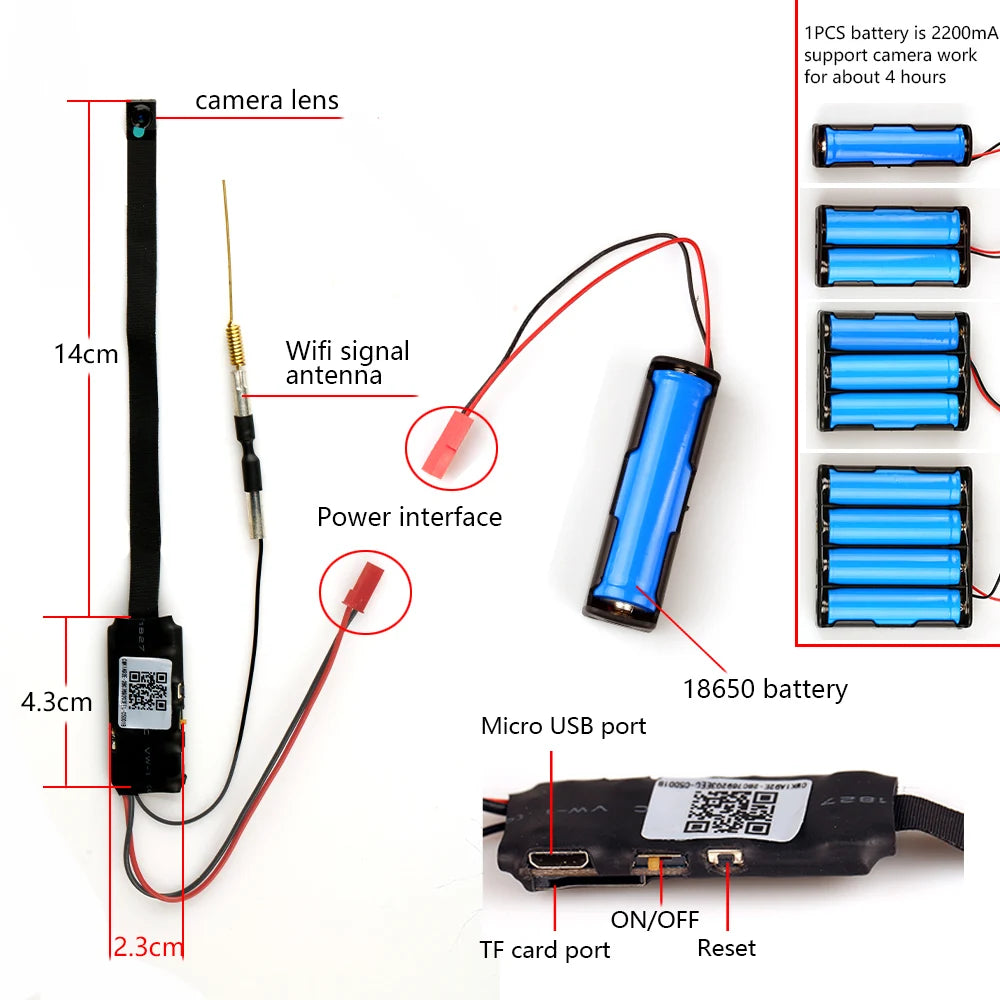 Full HD 1080P IP P2P Micro Mini WIFI Flexible Camera Video Audio Recorder Net work Motion Detection Camcorder Support TF Card