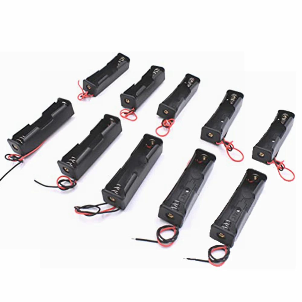 10pcs 18650 Battery Clip 18650 Battery Holder Batteries Case Storage Box Case for 18650 Battery with Connect Lead