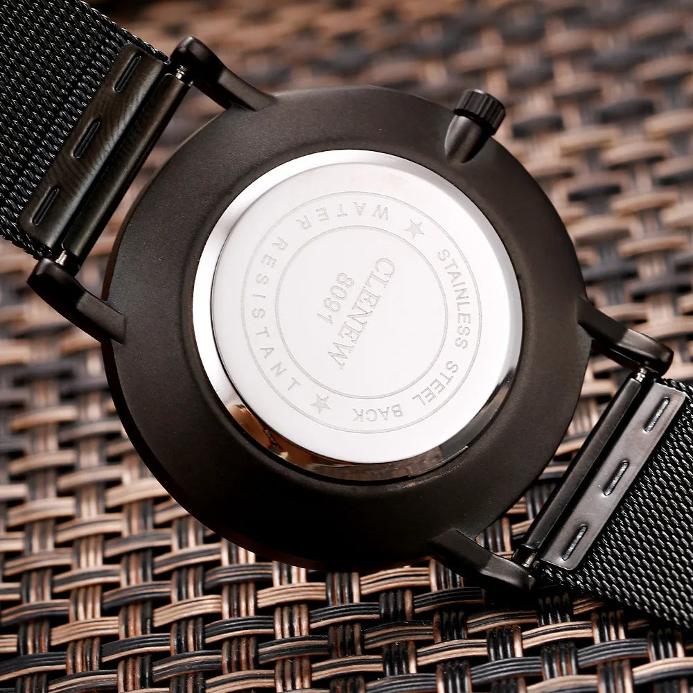 CLENEW ยี่ห้อธุรกิจแฟชั่นเรียบง่ายสบายๆ 2-pin นาฬิกาคนรักนาฬิกากันน้ำลึก