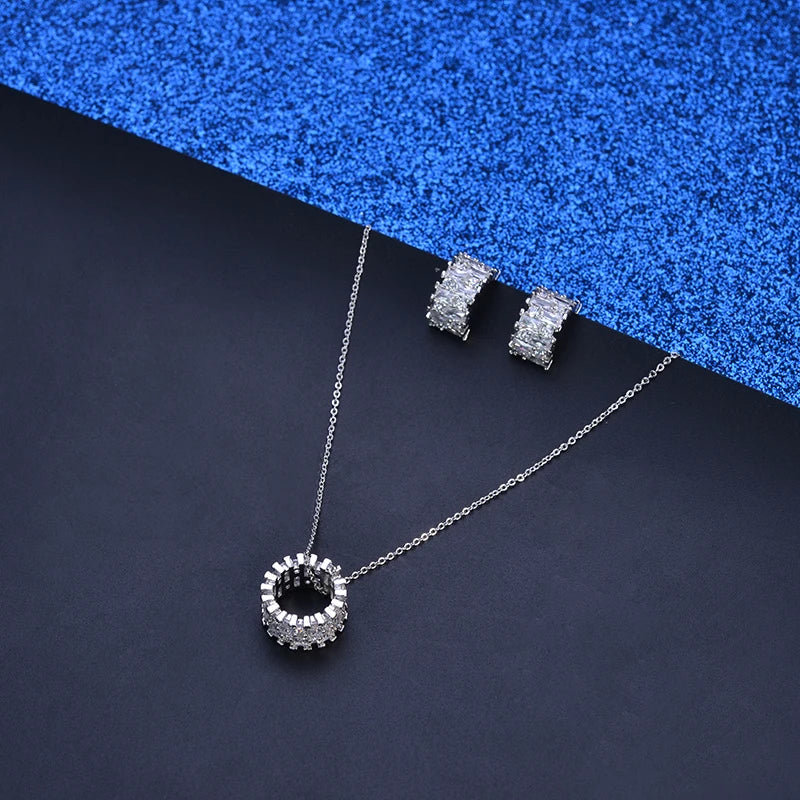 Conjuntos de jóias hadiyana colar brinco conjunto para mulheres simples elegante festa presente zircão romance design cn1013 haar sieraden bruiloft