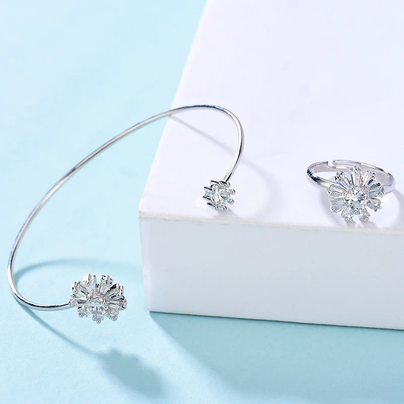 Child Jewelry Set HADIYANA Flower Design Girl Gift Fashion Child Necklace Earring Ring And Bracelet Set ET0001 Conjunto de joyas