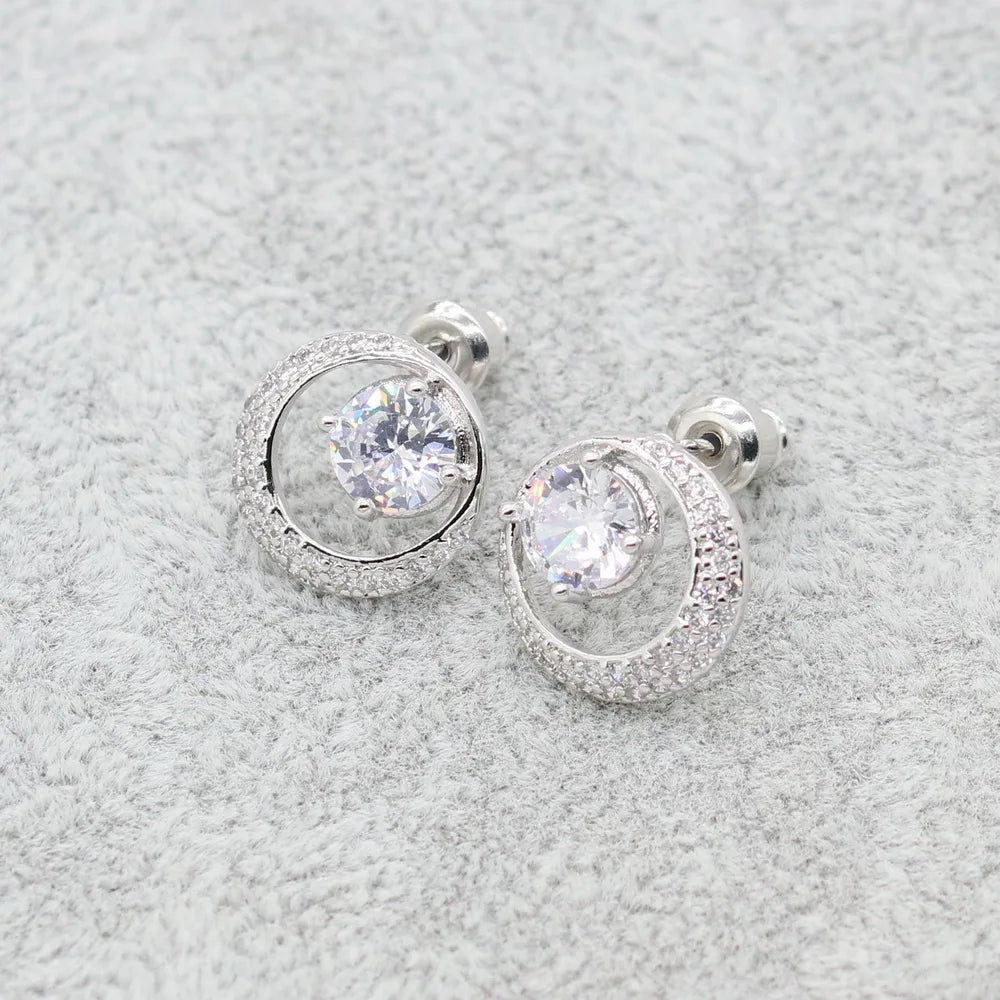 2021 mais novo branco zircon 925 conjuntos de jóias de prata para mulheres brincos de casamento colar pingente caixa de presente livre