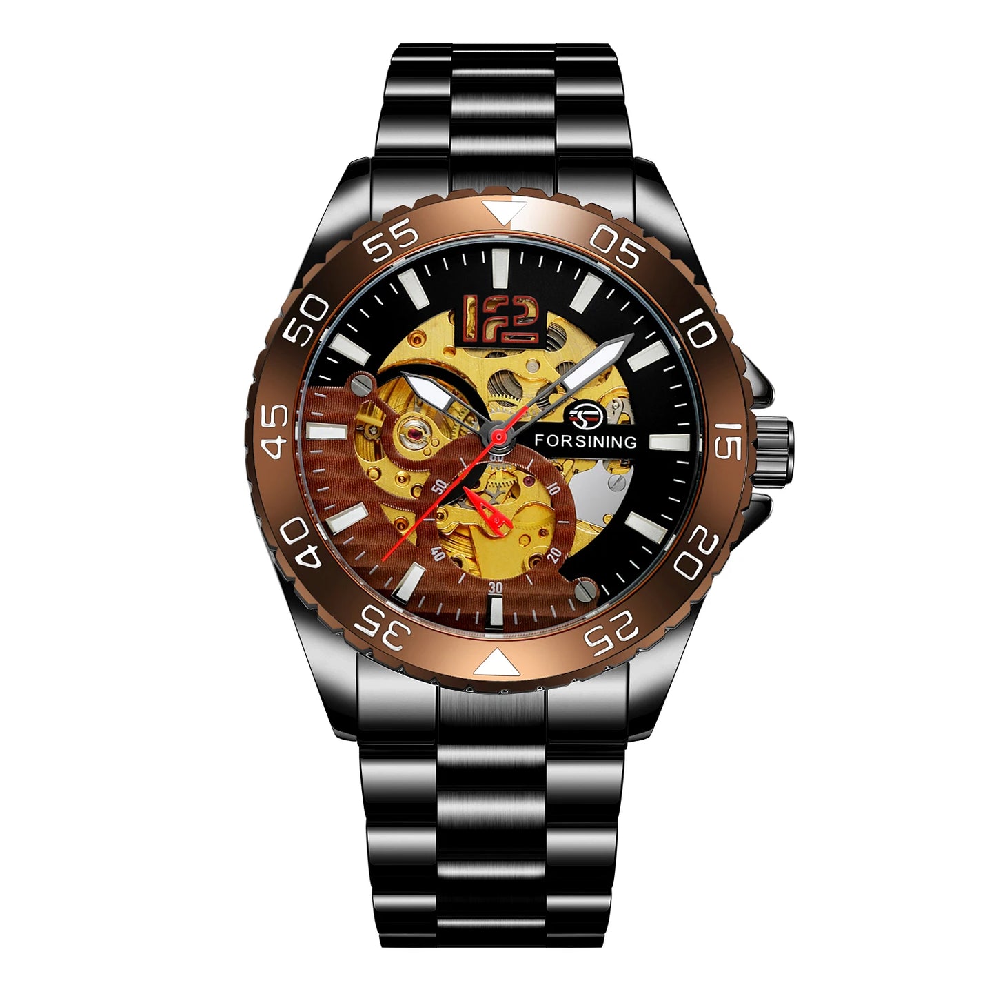 Forsining mechanical watches men's leisure hollow through fully automatic mechanical movement mechanical wrist watch steel band
