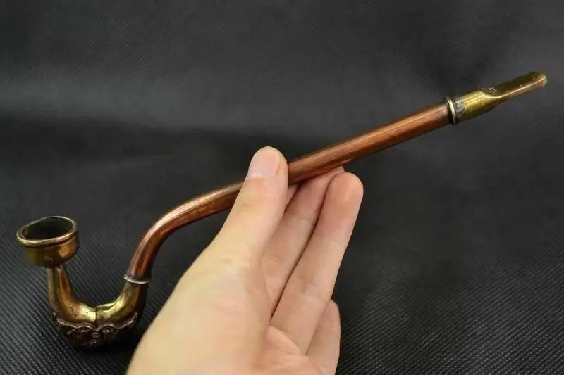 Oude Collectible Versier Hand Koperen Gepantserde Bat Mandarijneend Roken Pijp