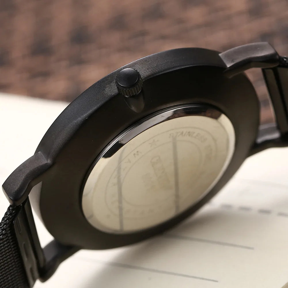 CLENEW ยี่ห้อธุรกิจแฟชั่นเรียบง่ายสบายๆ 2-pin นาฬิกาคนรักนาฬิกากันน้ำลึก