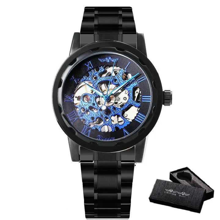 New 2020 Top Brand Luxury WINNER Golden Watches Mens Skeleton Mechanical Watches Stainless Steel Strap Classic Wristwatch COLORs