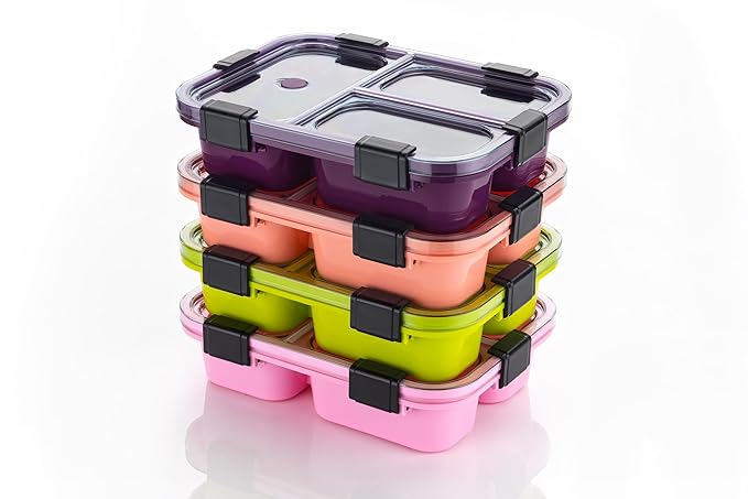 3-Compartment Leak-Proof Lunch Box with Lid – Microwave Safe & BPA-Free (Random Color)