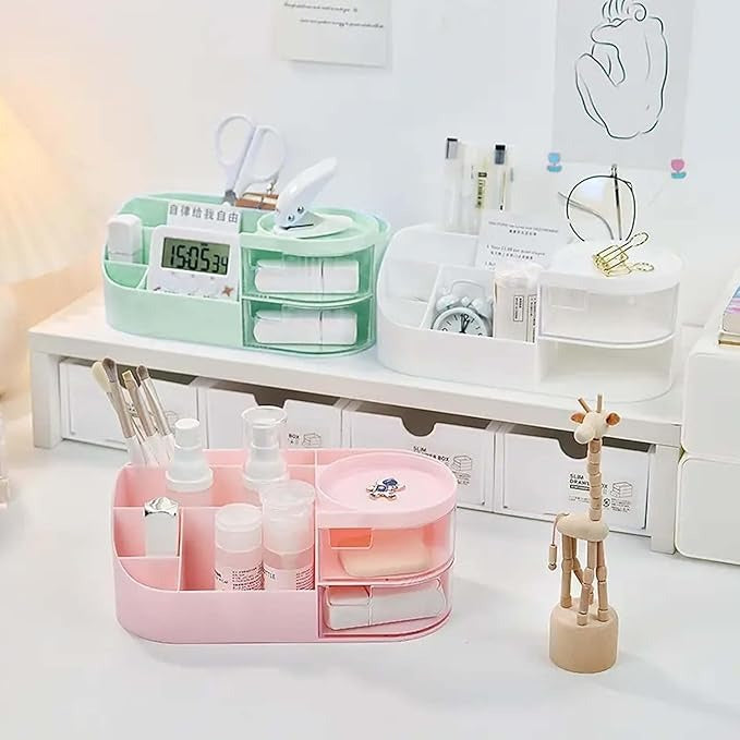 All-in-One Makeup Organizer with Storage Drawers – Desktop Vanity Box for Cosmetics, Skincare, Perfumes & Jewelry (Random Color)