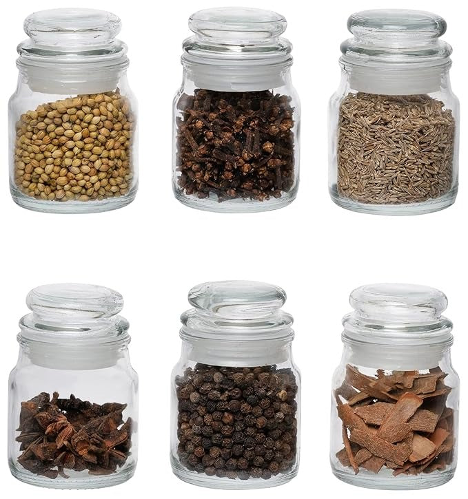 Mini Glass Spice Jars –  150ml Containers for Spices, Herbs & Condiments (Pack Of 3)