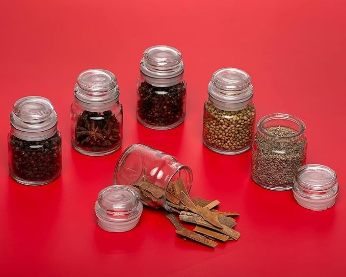 Mini Glass Spice Jars –  150ml Containers for Spices, Herbs & Condiments (Pack Of 3)