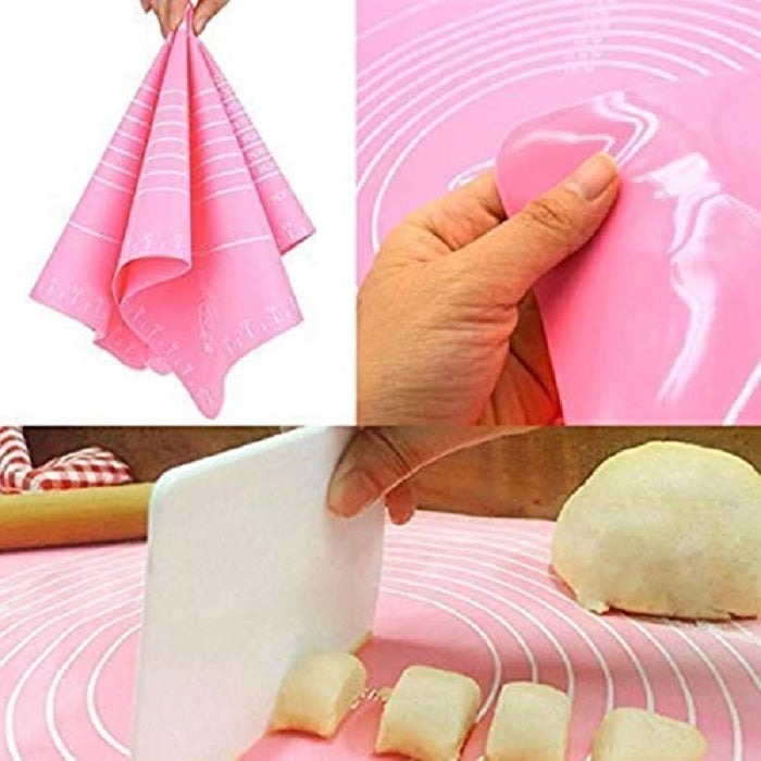 Silicone Baking Sheet And Fondant Rolling Mat, Stick Fondant Rolling Mat Stretchable for Kitchen Roti Chapati Cake
