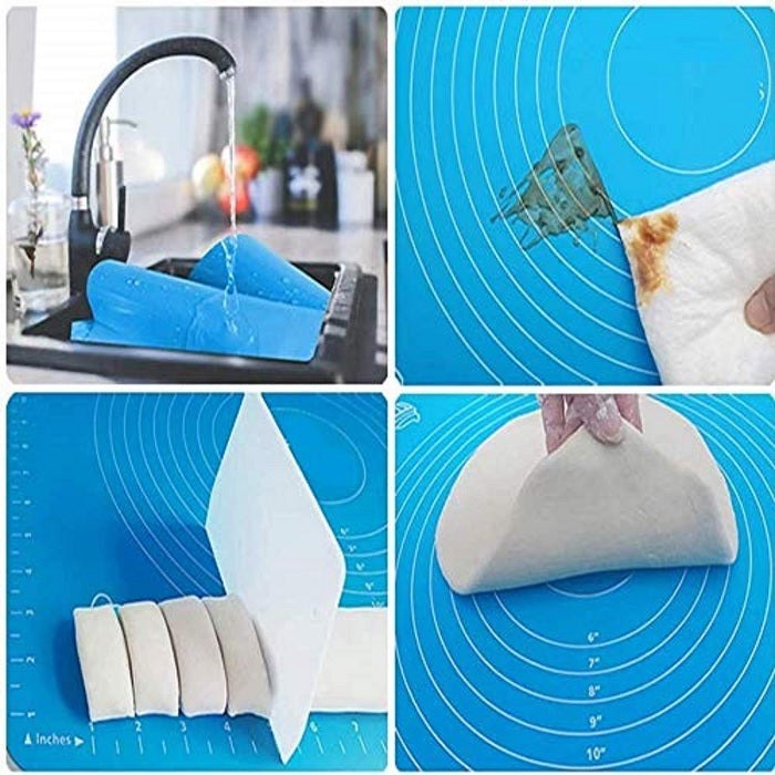 Silicone Baking Sheet And Fondant Rolling Mat, Stick Fondant Rolling Mat Stretchable for Kitchen Roti Chapati Cake
