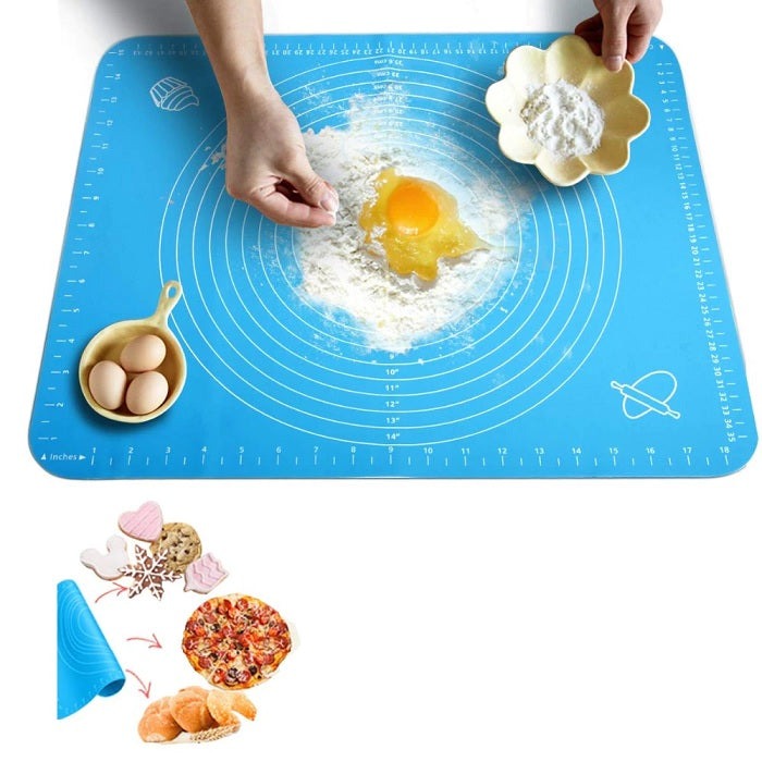 Silicone Baking Sheet And Fondant Rolling Mat, Stick Fondant Rolling Mat Stretchable for Kitchen Roti Chapati Cake