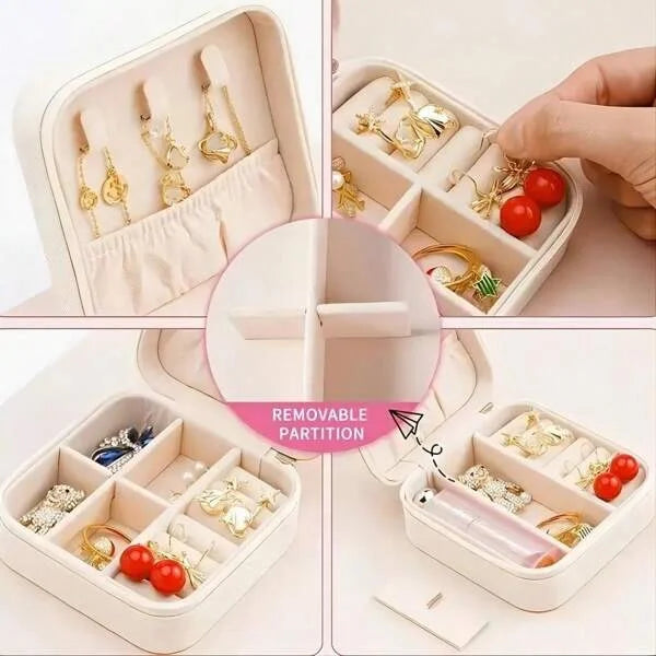 Portable Mini Travel Jewelry Box, Travel Mini Storage Organizer Portable Display Storage Box For Rings Earrings Necklaces