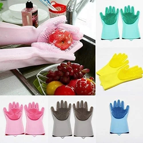 Multipurpose Silicone Scrubbing Hand Gloves, Silicon Hand Gloves For Dish Washing, Gloves For Washing Utensils
