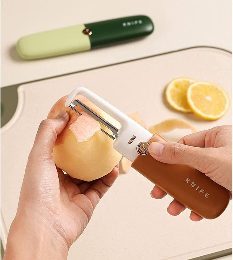 2 In 1 Multifunctional Peeler & Knife, Stainless Steel Fruit Knife Peeler, Fruit and Vegetable Peeler Dual-Use Knife, Outdoor Kitchen Tools Portable Peeling Fruit Peeler
