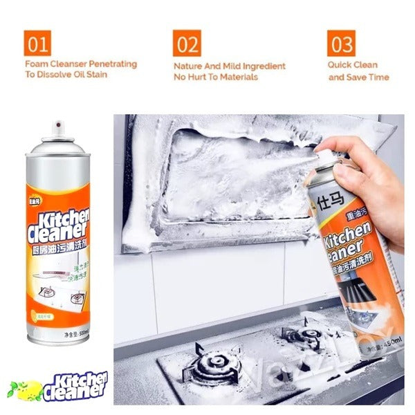 Kitchen Oil & Grease Stain Remover Spray - 500 ml, Chimney Cleaner Spray Bubble Cleaner, All Purpose Foam Degreaser Spray