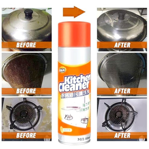 Kitchen Oil & Grease Stain Remover Spray - 500 ml, Chimney Cleaner Spray Bubble Cleaner, All Purpose Foam Degreaser Spray