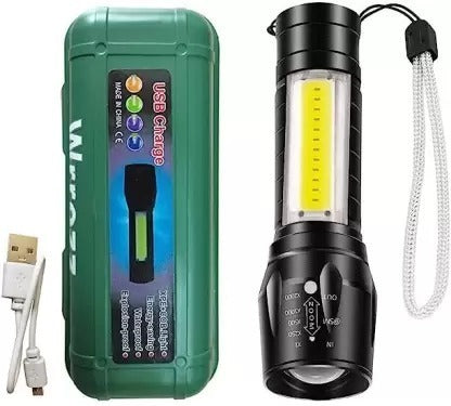 2 in 1 Flashlight Rechargeable USB Torch, Mini Size Telescopic Portable Torch with Pen Clip Outdoor Other Camping