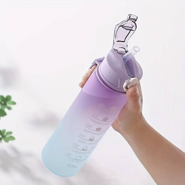 900ml Motivational Water Bottle with Straw & Time Maker, Toxin Free Plastic Drink Bottle Design for Girls, Boy, Cycling, School & Office