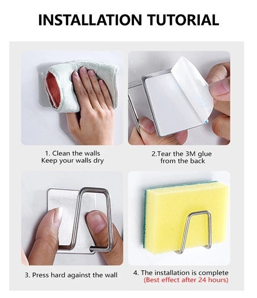 Self Adhesive Stainless Steel Kitchen Hook (Pack of 2 Pcs)