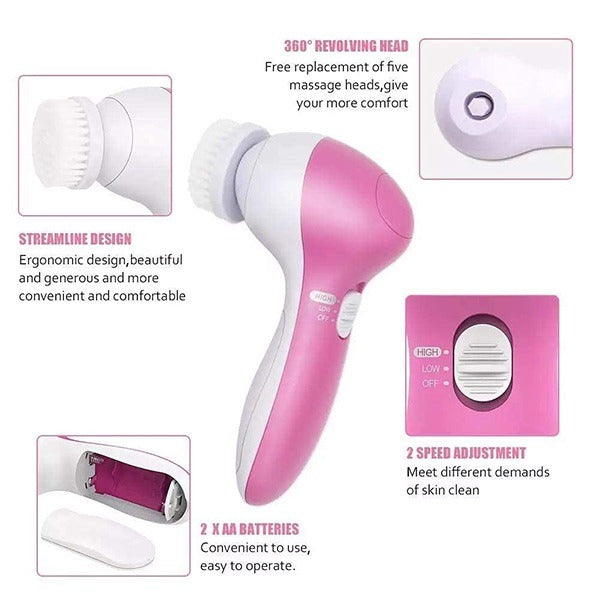 5 in 1 Beauty Care Massager &amp; Dead Skin Remover Facial Exfoliator Care &amp; Cleansing Cleanser Massager Kit for Smoothing Body Beauty Skin Cleaner