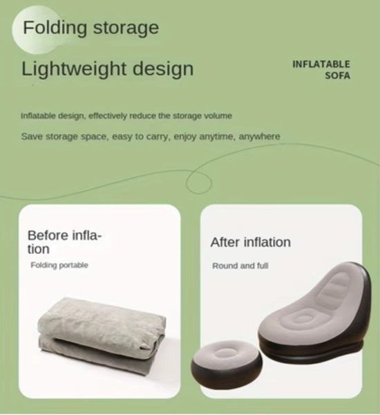 Air Inflatable Folding Sofa, Inflatable Leisure Sofa Chair and Footstool