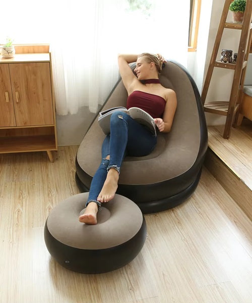 Air Inflatable Folding Sofa, Inflatable Leisure Sofa Chair and Footstool