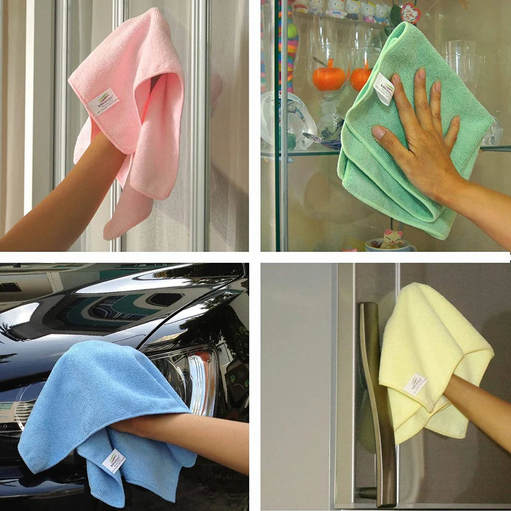 Microfiber Cleaning Cloths 6Pc, Highly Absorbent Cleaning Supplies, Lint Free Cloths for Multiple Use